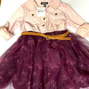 Zunie Girls Dress Size 3T Pink Top Tulle Skirt Belted Nordstrom Rack NWT